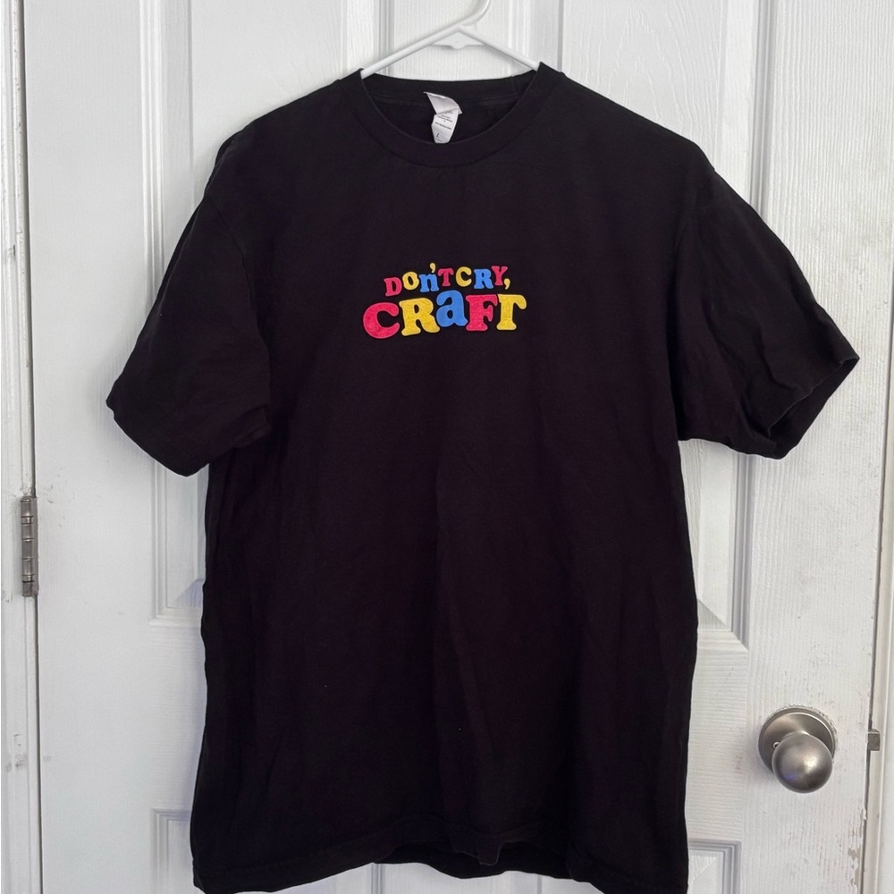 Black Graphic T-Shirt with Colorful Text